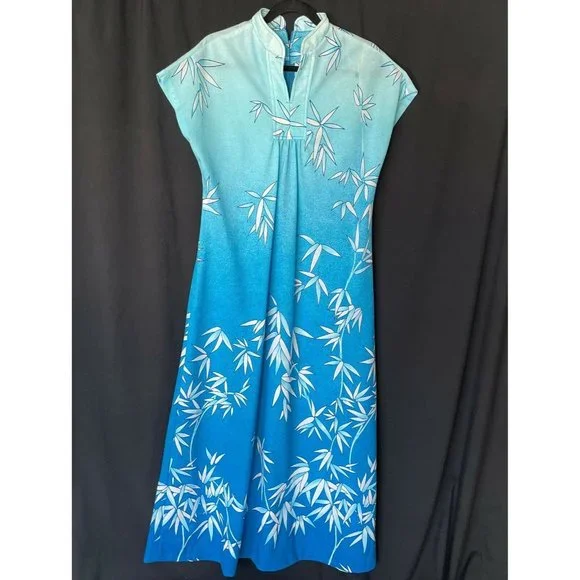 Hawaiian Dresses | Vintage Chix Hawaiian Dress Blue White Floral Maxi Asian Style | Color: Blue/White | Size: 8 | Sbuckhb's Closet